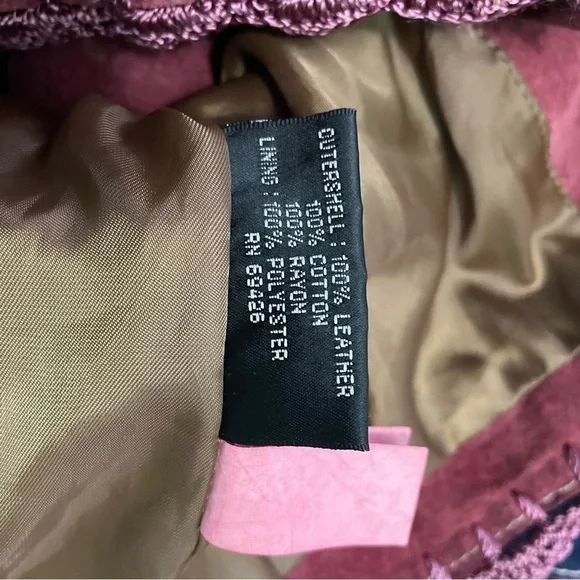 Wilson’s Leather Vintage Cowgirl Pink & Purple Suede Leather & Crochet Jacket S - Picture 7 of 9